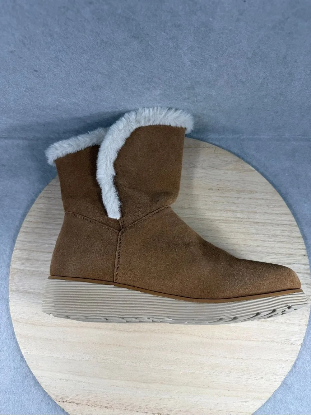Skechers Keepsakes Wedge Cozy Peak Mid Calf Boots (Women) Size 9 Tan